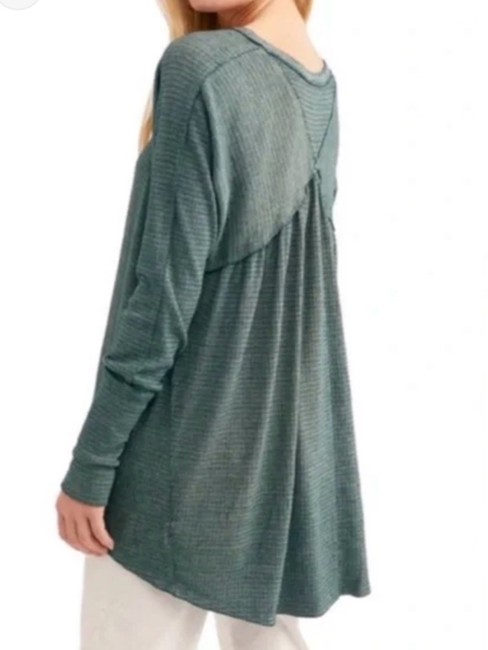 We The Free Heathered Sage Green Long Sleeve Henley Tunic - Picture 2 of 10